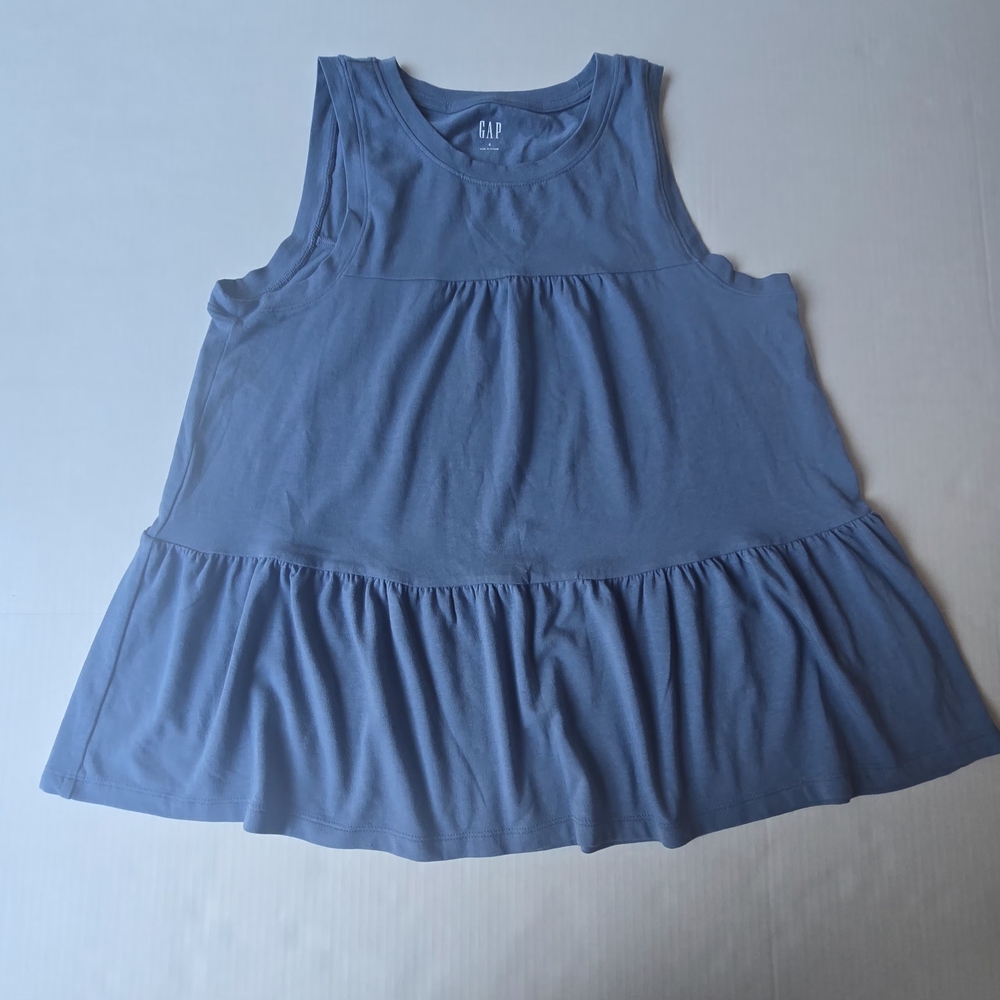 GAP Sleeveless Blue Tiered Blouse